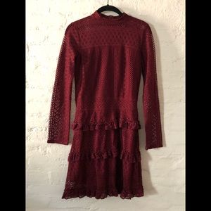 Maroon ruffle accent dress